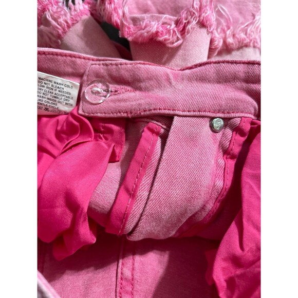 luvamia Crossover Waist Denim Shorts Size S Pink (Snow Wash) New With Tag - Picture 7 of 8